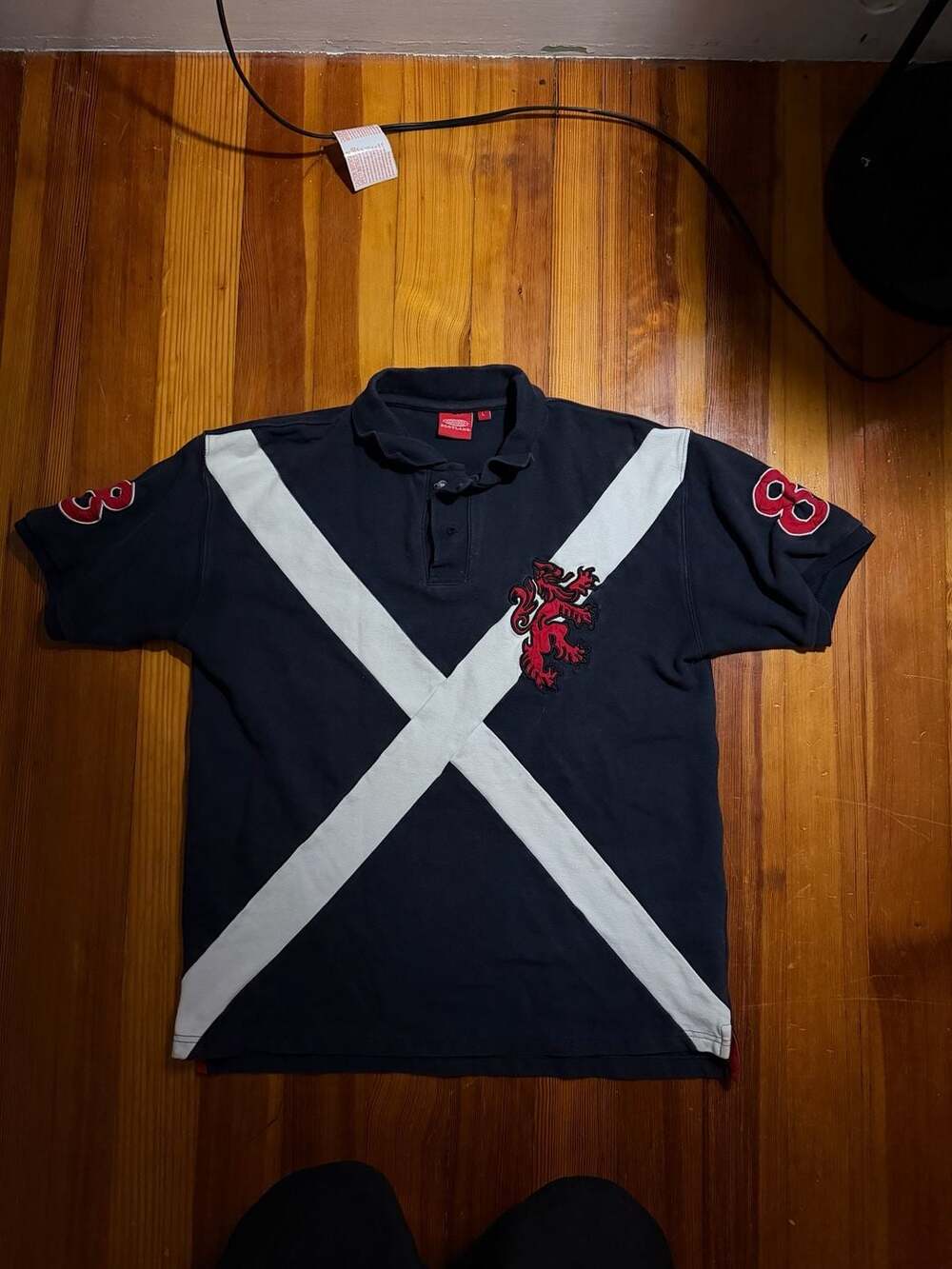 Vintage Scotland National Rugby Team Polo Shirt with Lion Rampant and Number 8